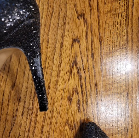 Jessica Simpson Black Sparkle Sequin Beaded Pointed Toe Heels Shoes Size 8.5